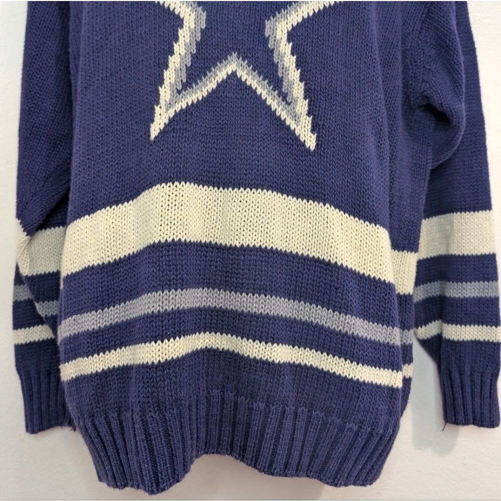 VTG Dallas Cowboys 80s 90s Sporty Athletic Fan Preppy Cozy Retro Knit Sweater L - Picture 4 of 8